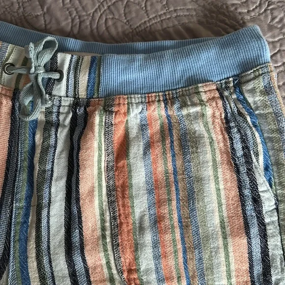 Dash Linen blend shorts EUC. Blue/melon/green striped Sz L - Picture 2 of 5